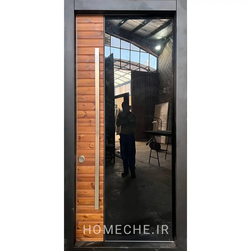 درب پیوت شیشه ای با روکش ترمووود درب پیوت شیشه ای با روکش ترمووود - هومچه