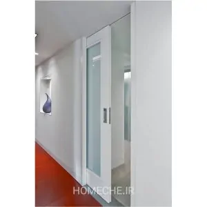 درب کشویی توکار با روکش رنگ و شیشه - هومچه