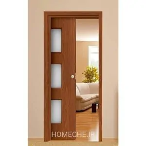 درب کشویی توکار با روکش راش و شیشه - هومچه