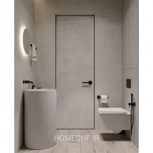 درب فریم لس با روکش میکروسمنت طوسی - هومچه