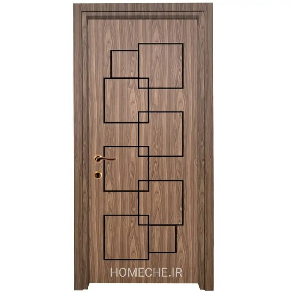 درب پلی وود با روکش طرح چوب قهوه ای - هومچه