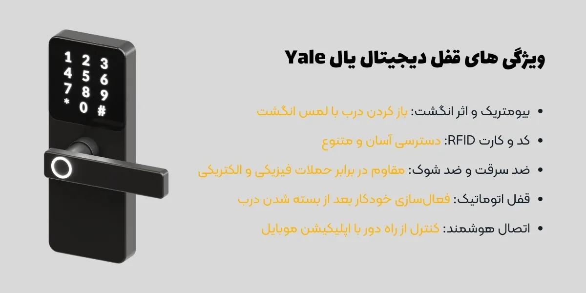 ویژگی های قفل دیجیتال یال Yale - هومچه